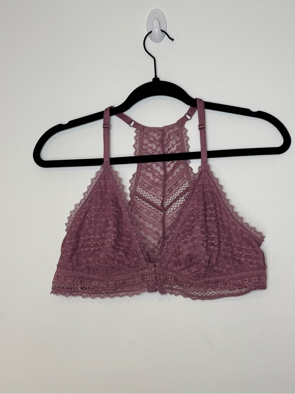 Victoria's Secret Mauve Lace Plunge Racerback Bralette Unlined Wireless Bra XL